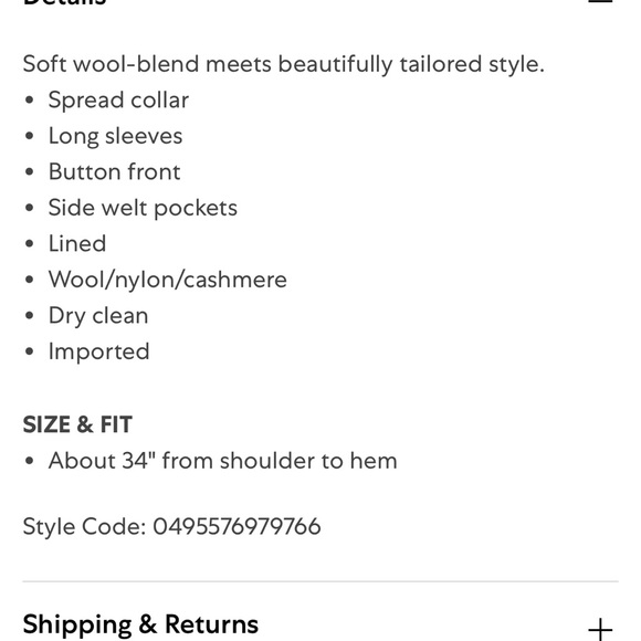 Cole Haan Wool Blend Italian Topcoat Size M - Picture 9 of 11